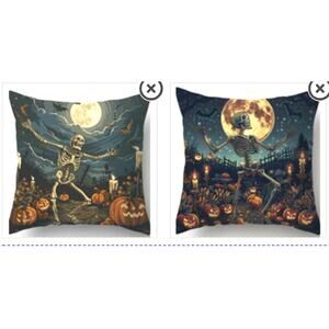 Skeleton Garden Pillowcase Covers Only 18x18 Halloween Gothic Pumpkin Patch Fun